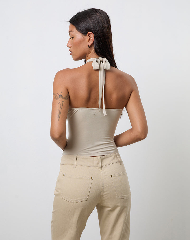 Image of Lorie Neckholder-Top aus Cupro-Hafermilch mit Metallring