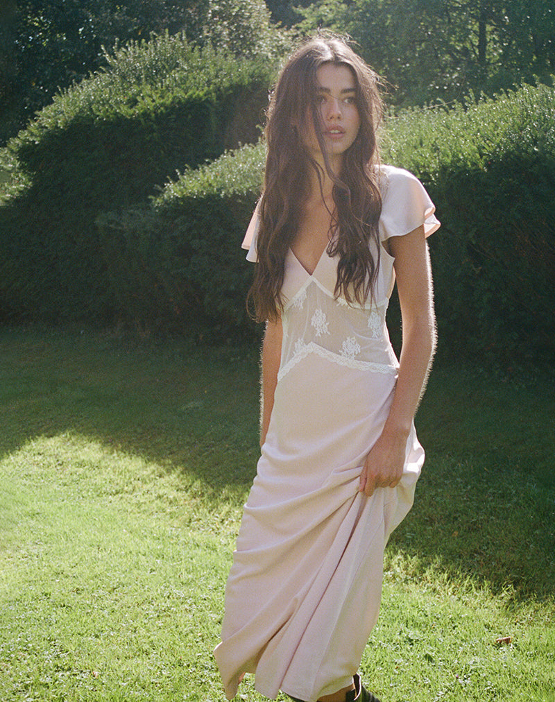 Lirenda Midikleid aus Satin in Babyrosa