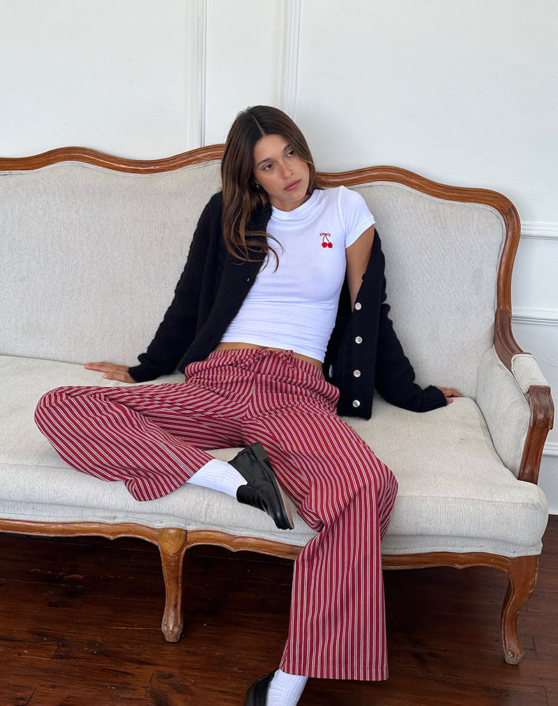 Image of Lirura Freizeithose in Maroon Stripe