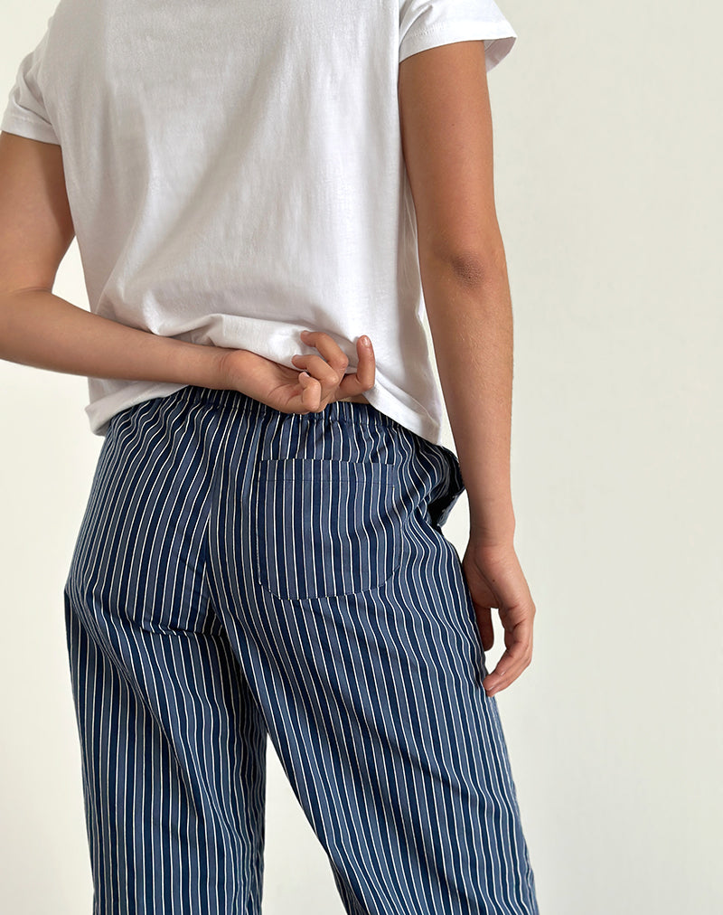 Image of Lirura Hose mit weitem Bein aus Indigo Streifen Dunkelblau