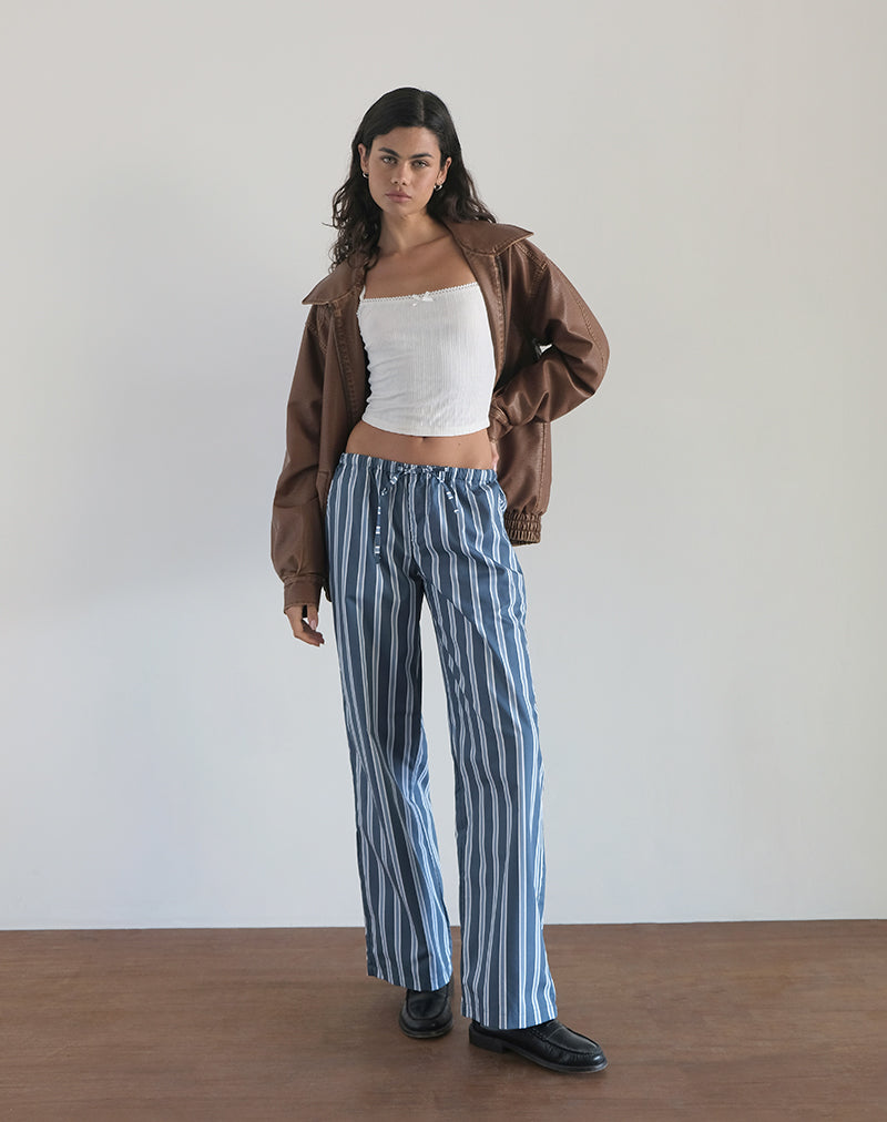 Abbildung der Lirura Hose in Popplin Formal Stripe Navy