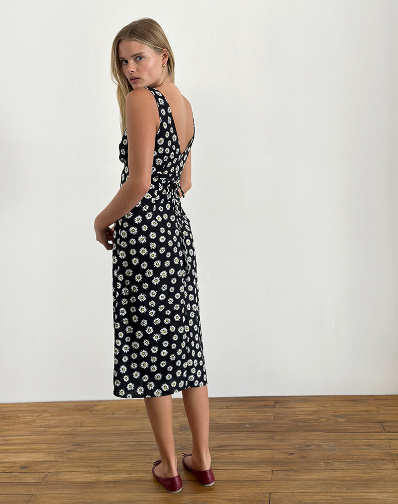 Image of Lisheva Midikleid in Grunge Daisy Schwarz