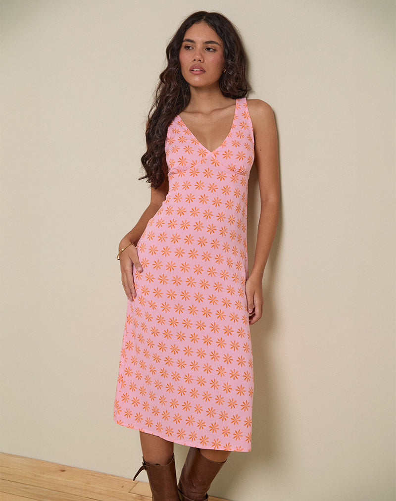 Lisheva Midikleid in Kachelblüte Rosa