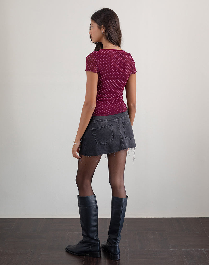 Livi Top in Polka Flock Berry Rot