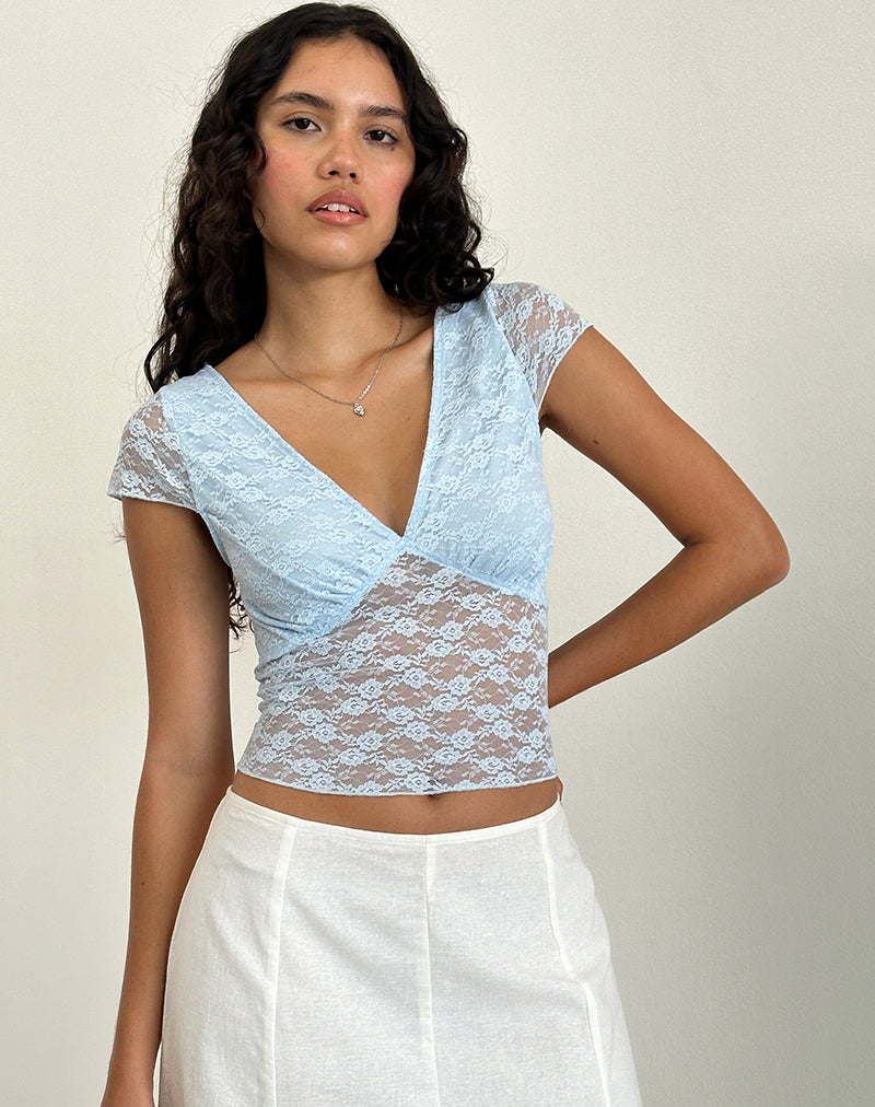 Livra Top aus Kleespitze Blau