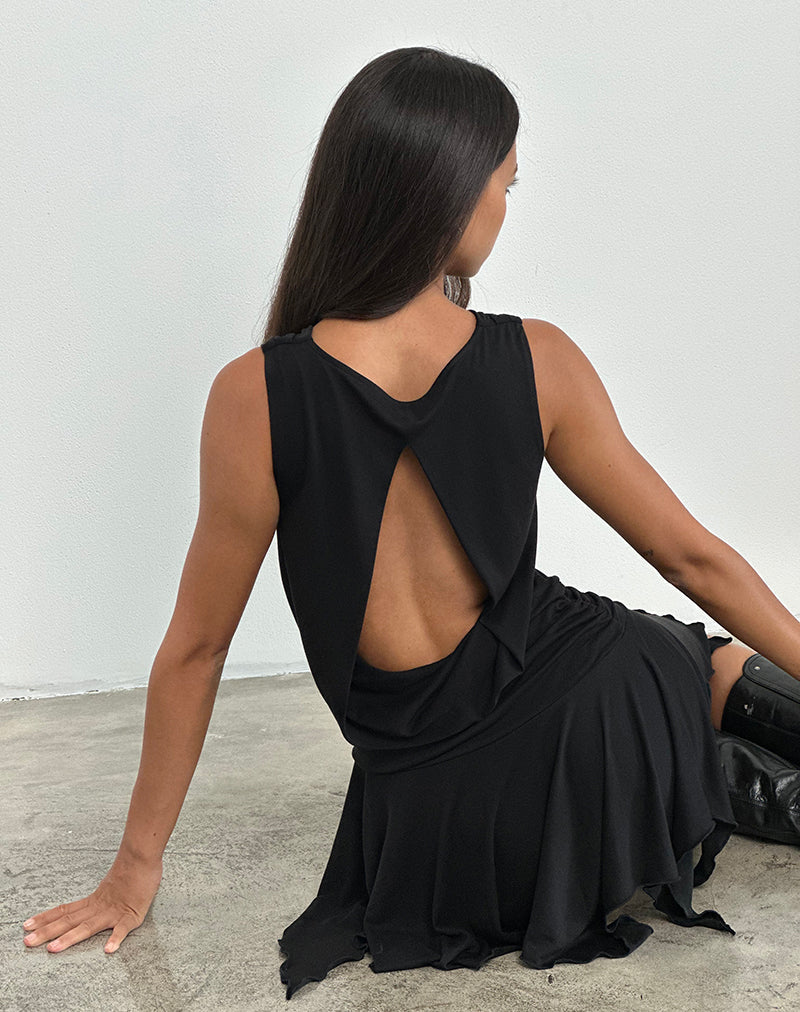 Image of Lizella Saum Minikleid aus Cupro Schwarz