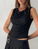 Image of Lizette Cowl Open Back Top aus strukturiertem Schwarz