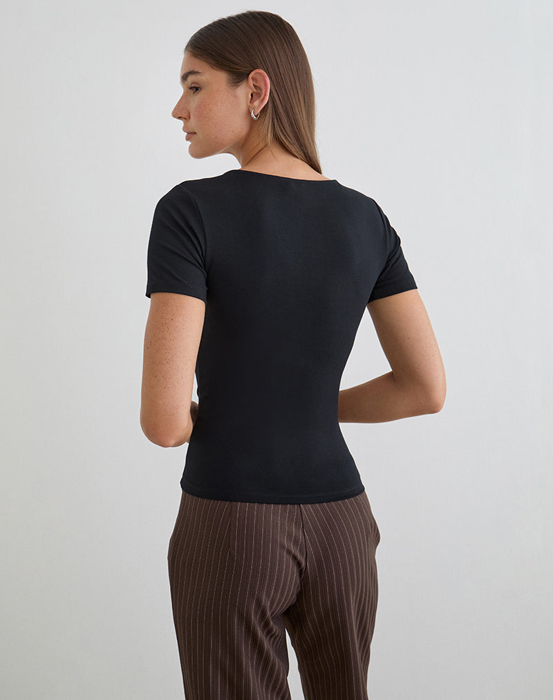 Bild von Lobos Crossover-Oberteil aus Rayon-Jersey in Schwarz