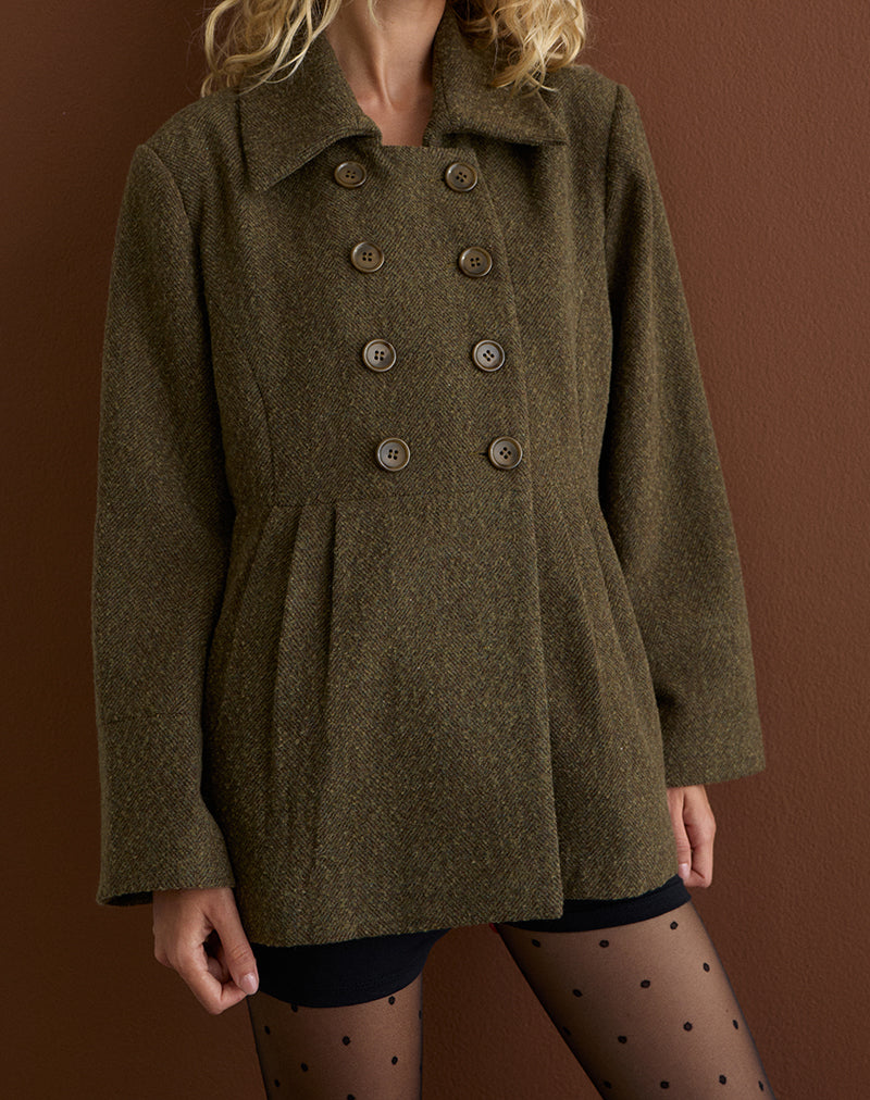 Image of Locarti Mantel in Fischgrätmuster Olive