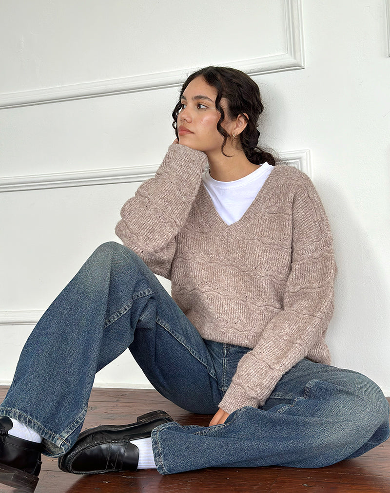 Loka Pullover in Übergröße in Mandel