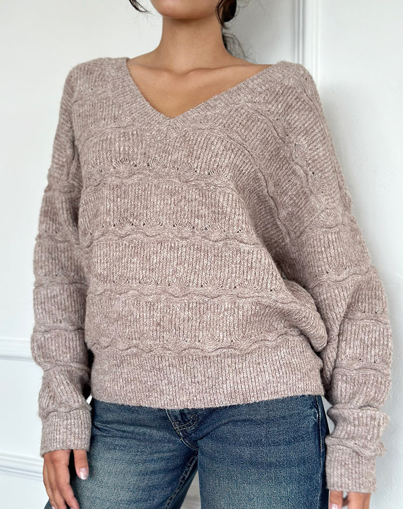 Loka Pullover in Übergröße in Mandel