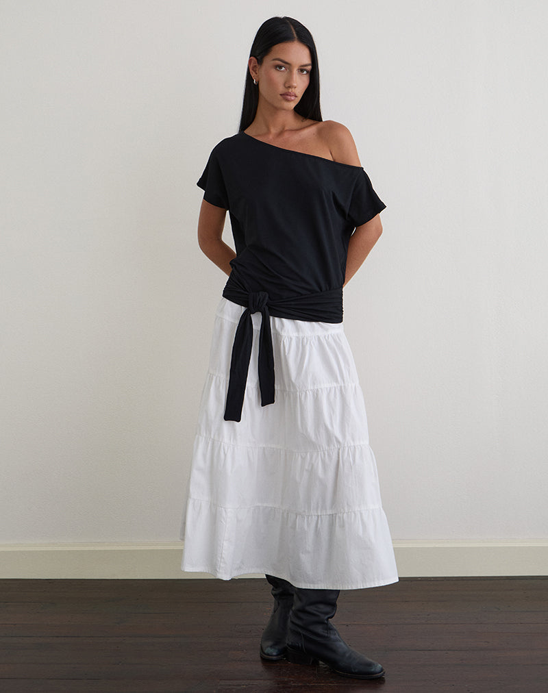 Bild von Lola Top mit Bindegürtel aus Rayon-Jersey in Schwarz