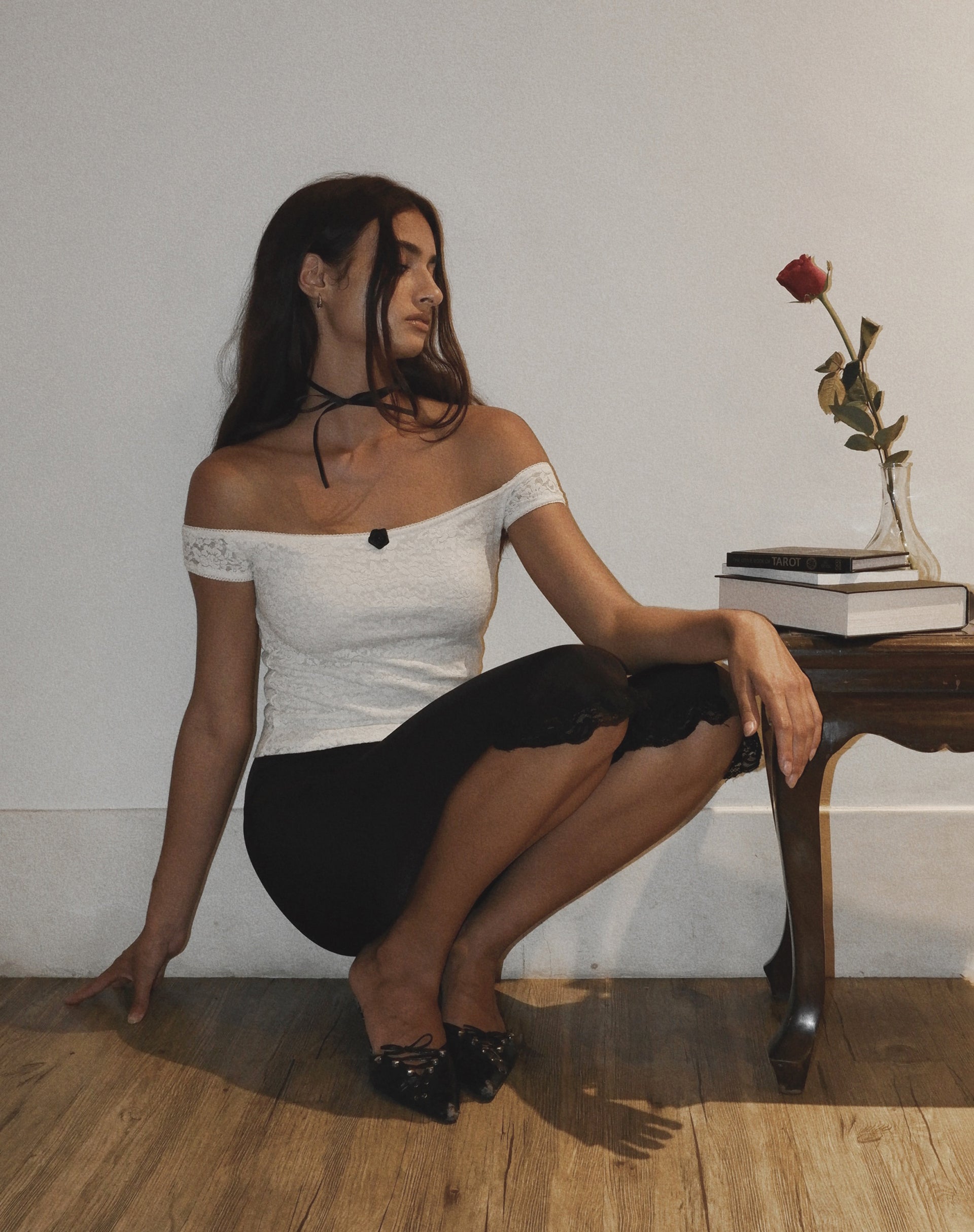 Image of Lonnie Bardot Top aus rosa Spitze Elfenbein