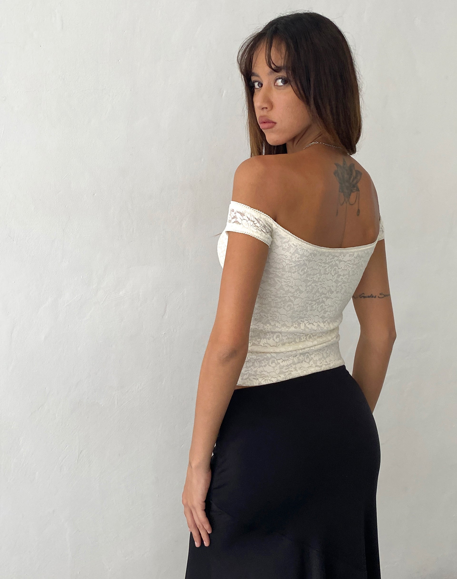 Image of Lonnie Bardot Top aus rosa Spitze Elfenbein