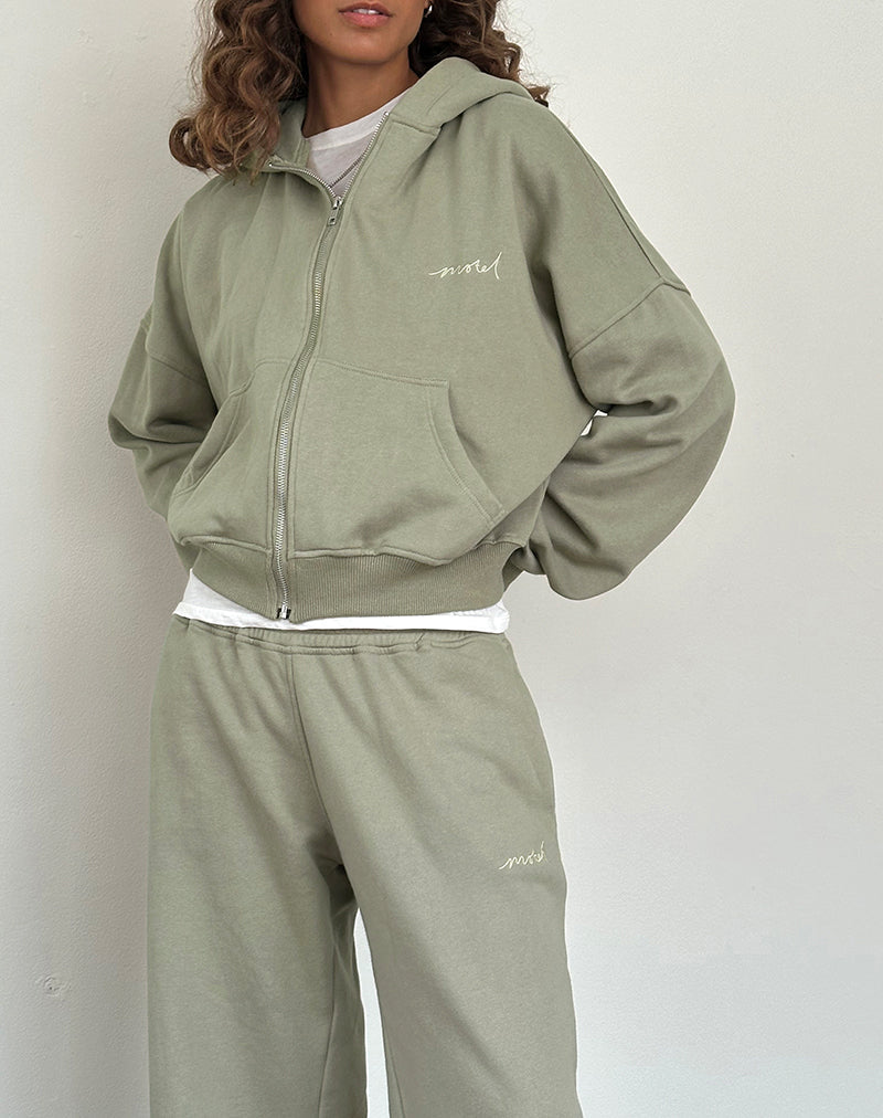 Image of Lässiger Jogger in London Fog mit elfenbeinfarbener 'MOTEL'-Stickerei