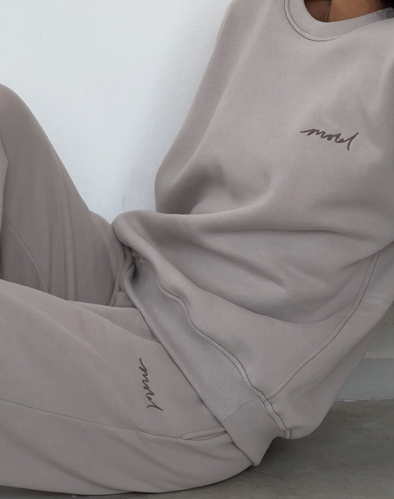 Image of Lose Jogger in Pilzfarben mit brauner 'MOTEL'-Stickerei