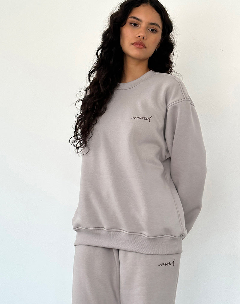 Image of Lose Jogger in Pilzfarben mit brauner 'MOTEL'-Stickerei