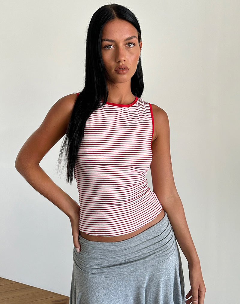 Bild von Lorde Tank Top in Rot und Weiß gestreift