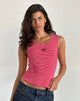 Bild von Lorica Tank Top in rot-weiß gestreift mit Erdbeer-Emblem