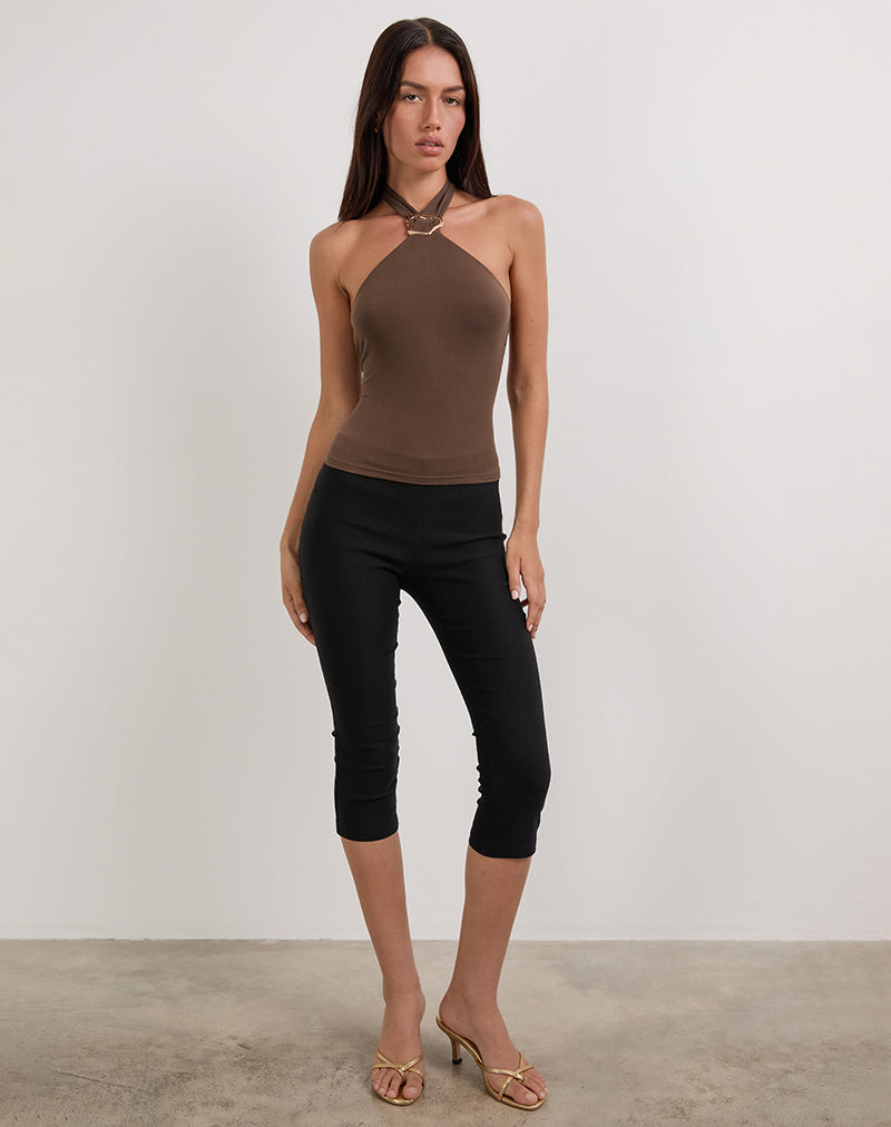 Bild von Lorie Halter Top in Cupro Bitter Chocolate