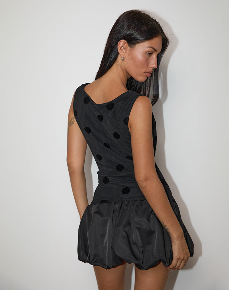 Image of Losa Cowl Top in Big Polka Flock Schwarz