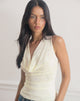 Image of Losa Cowl Neck Top mit Blumenflock Creme