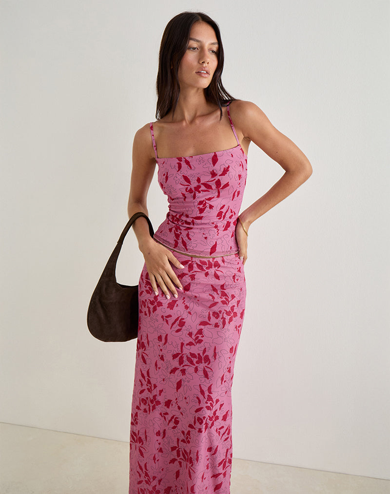 Bild von Lotus Cami Top in Stencil Flower Pink