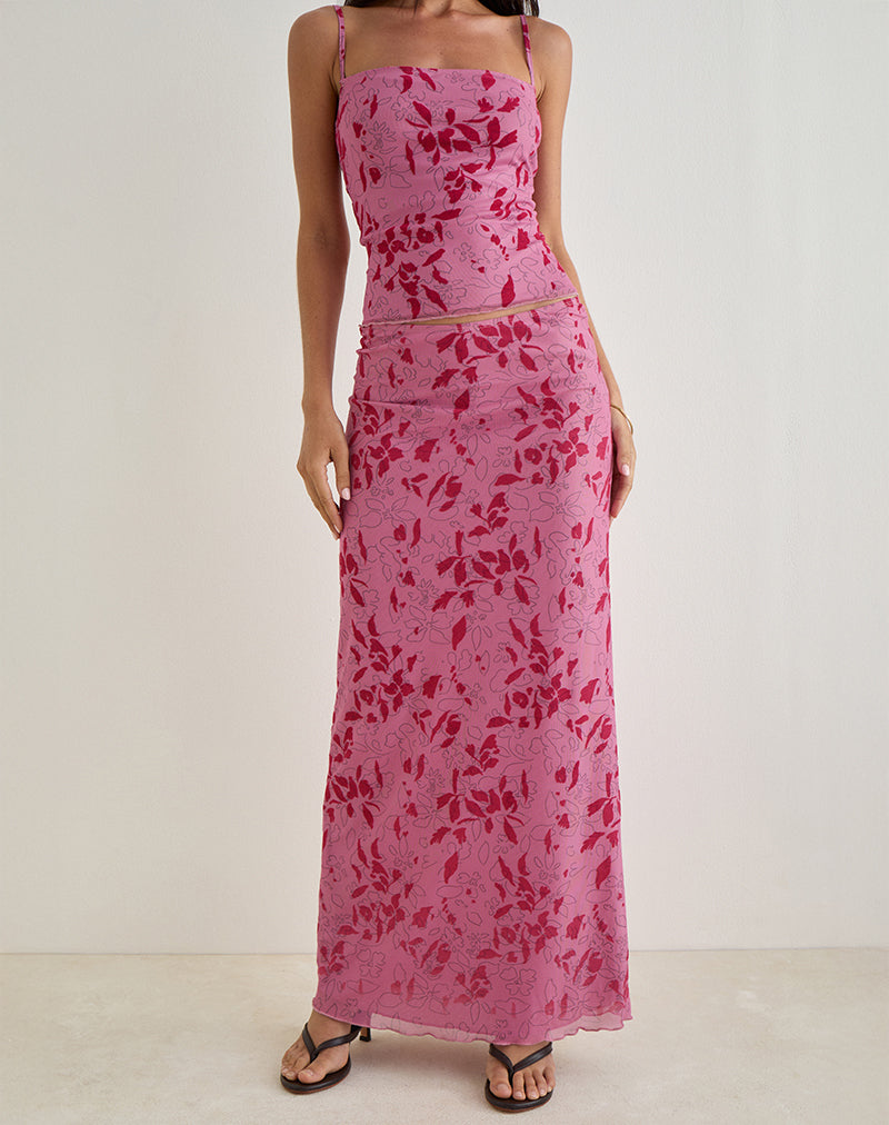 Alfreda Maxirock in Schablone Blume Rosa