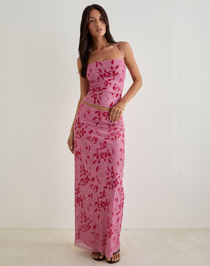 Lotus-Cami-Top in Stencil Flower Pink