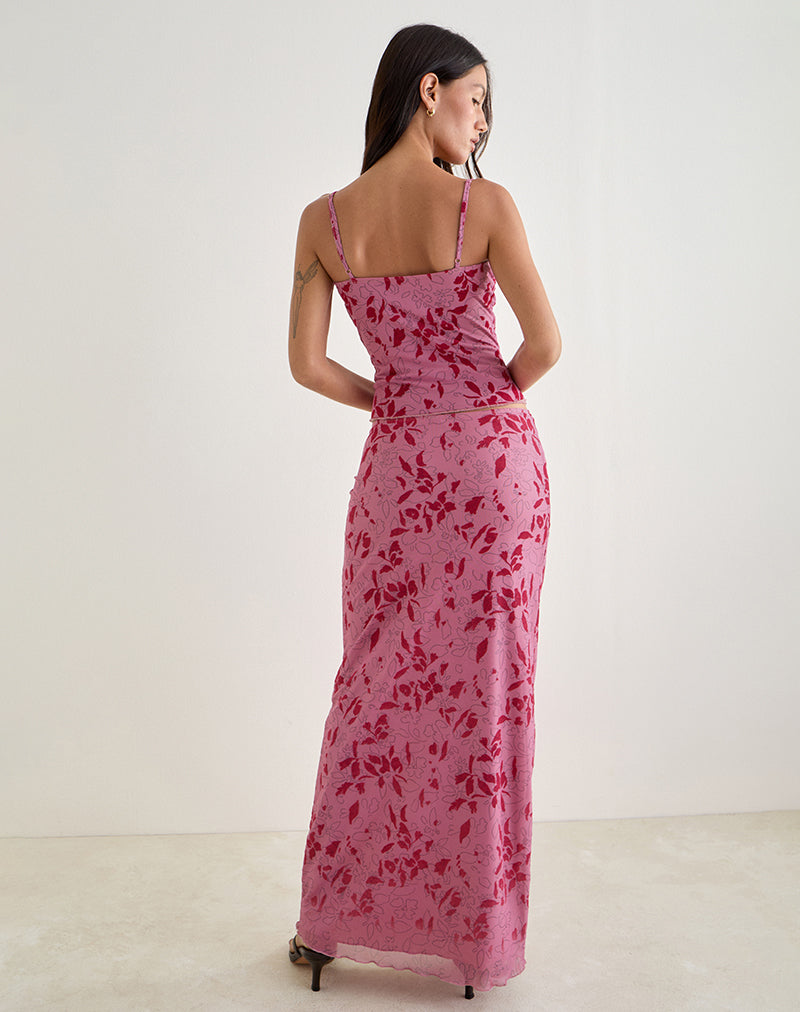 Bild von Alfreda Maxirock in Stencil Flower Pink