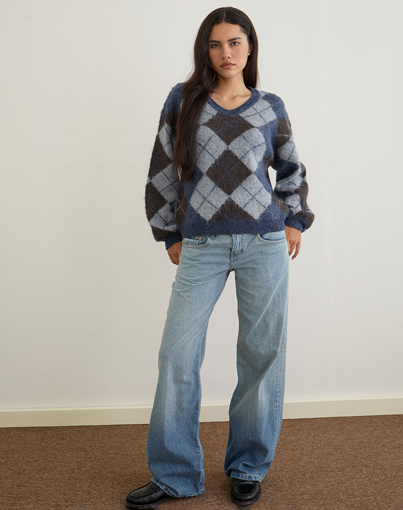 Image of Louna Pullover aus Strick mit Argyle-Karo Navy