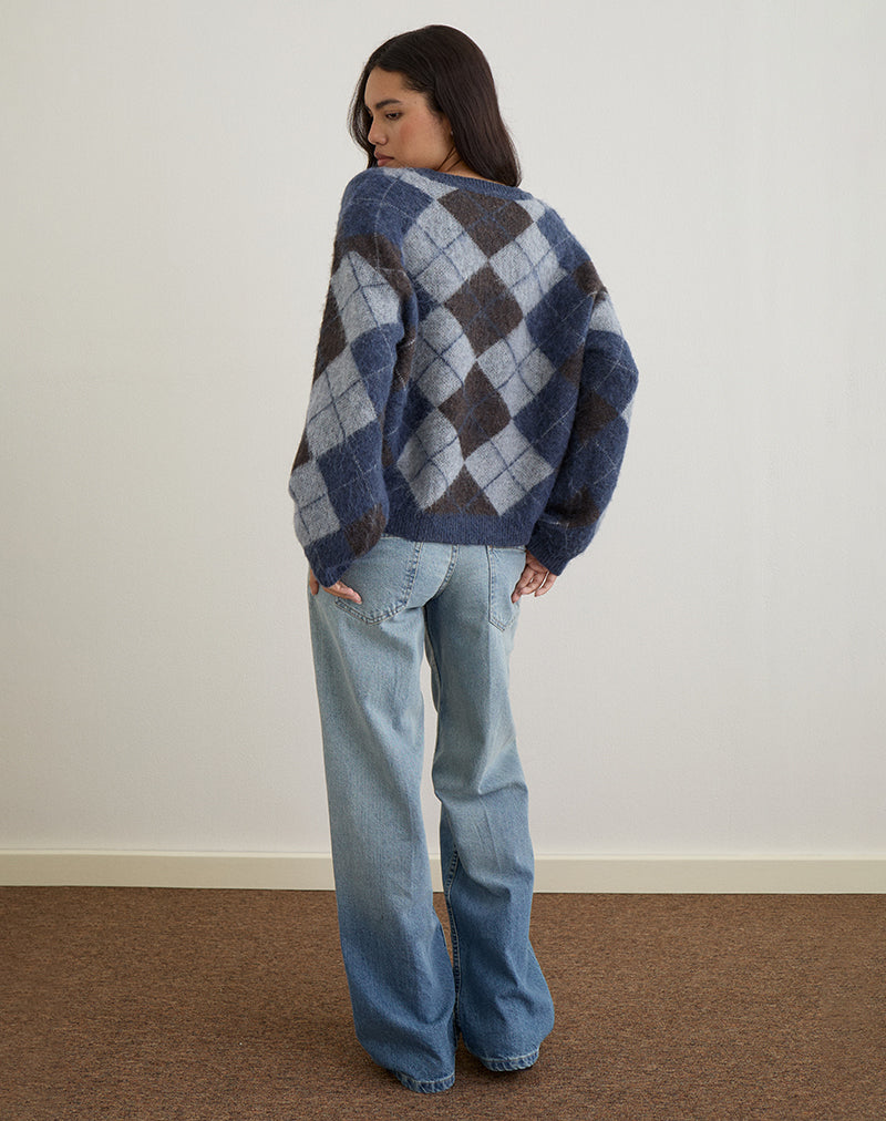 Image of Louna Pullover aus Strick mit Argyle-Karo Navy