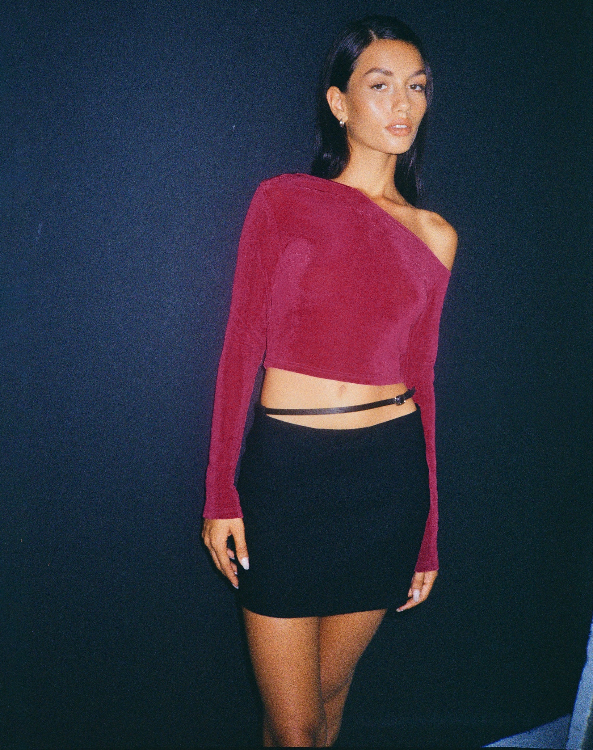 Bild von Lousa Langarm Crop Top in Magenta Lila