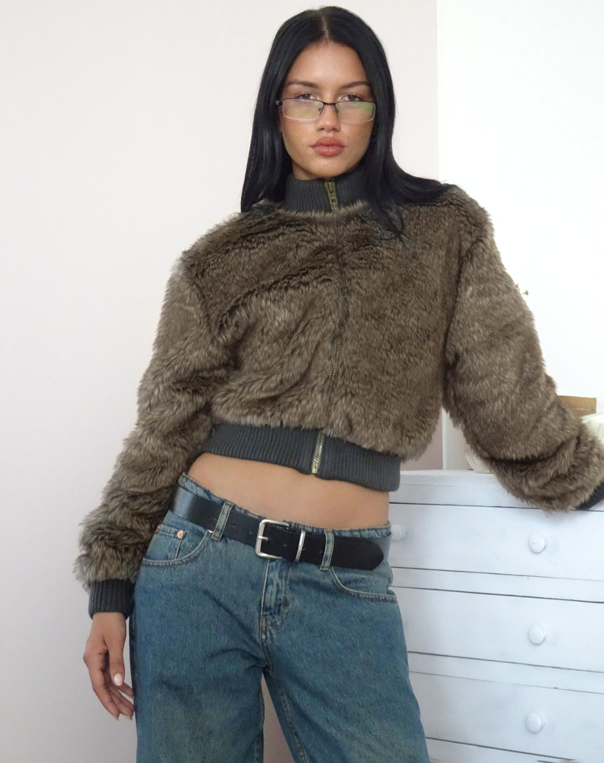 Image of Lovina Jacke aus braunem Kunstpelz