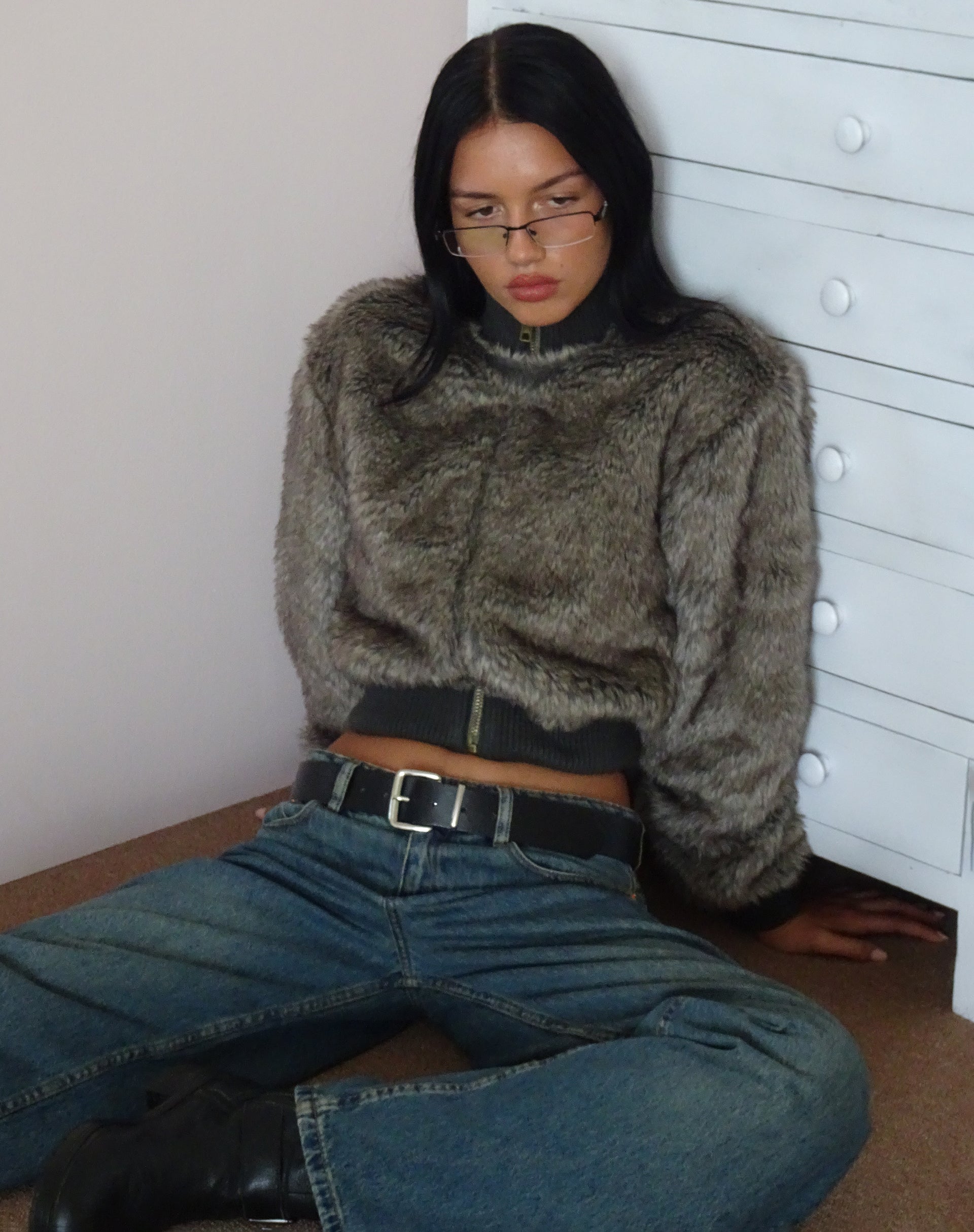 Image of Lovina Jacke aus braunem Kunstpelz