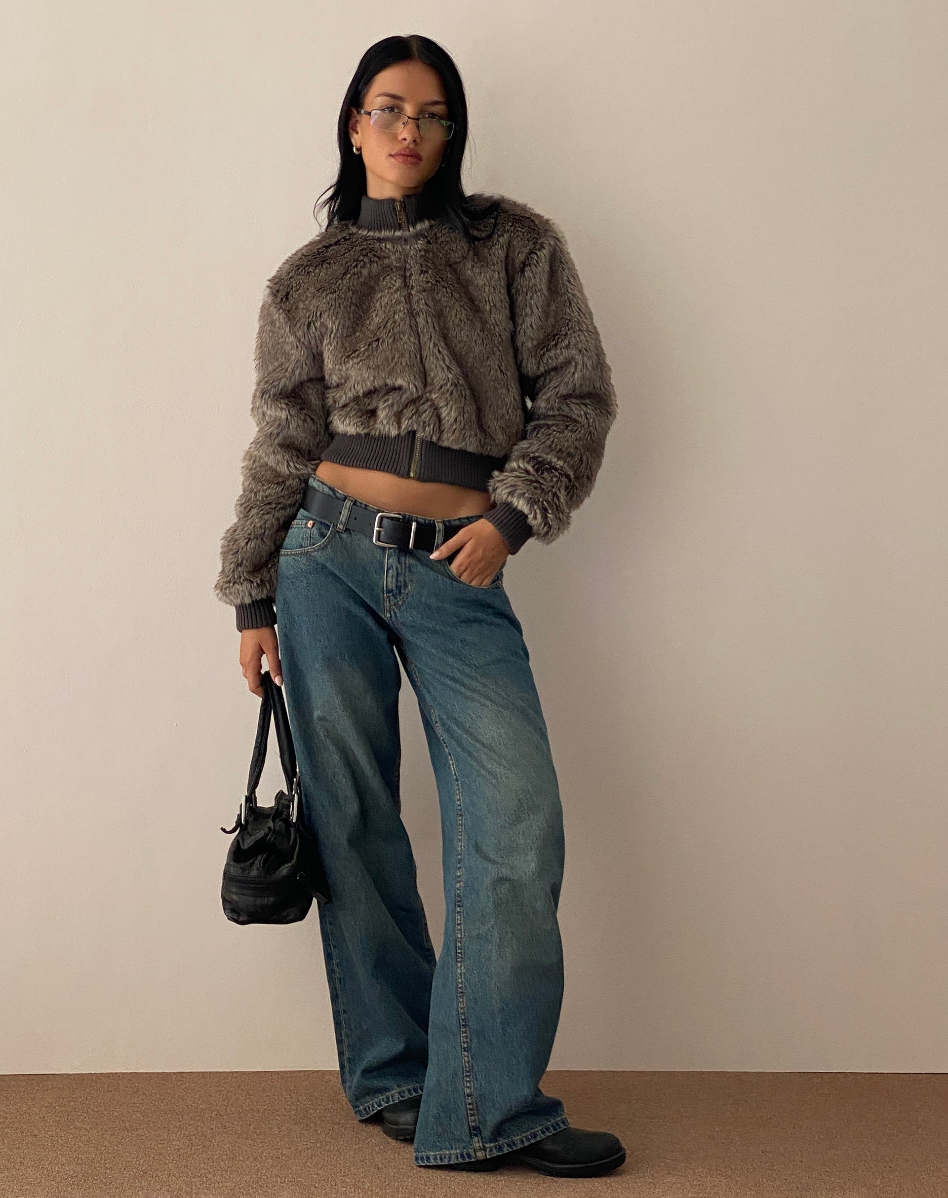 Image of Lovina Jacke aus braunem Kunstpelz