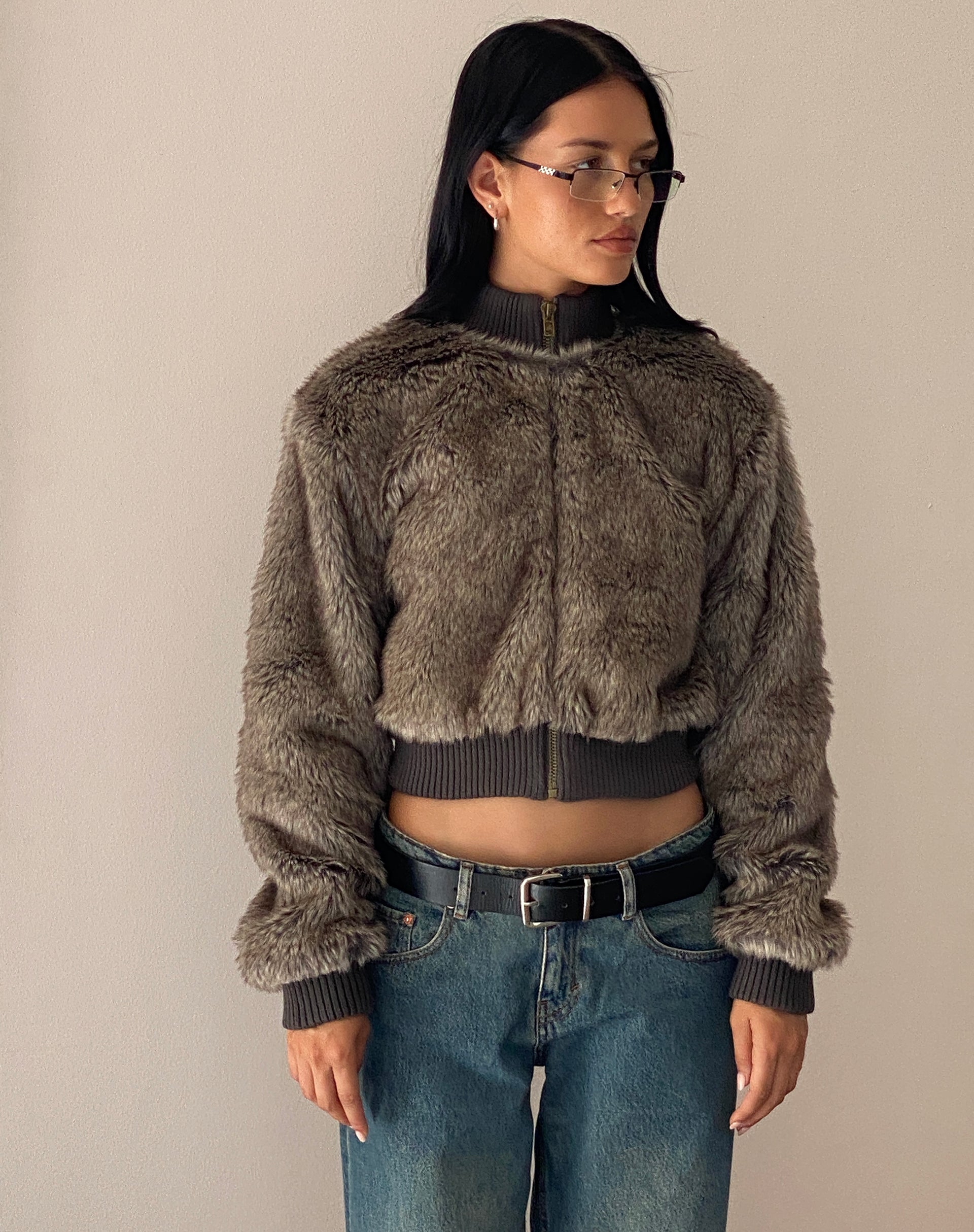 Image of Lovina Jacke aus braunem Kunstpelz