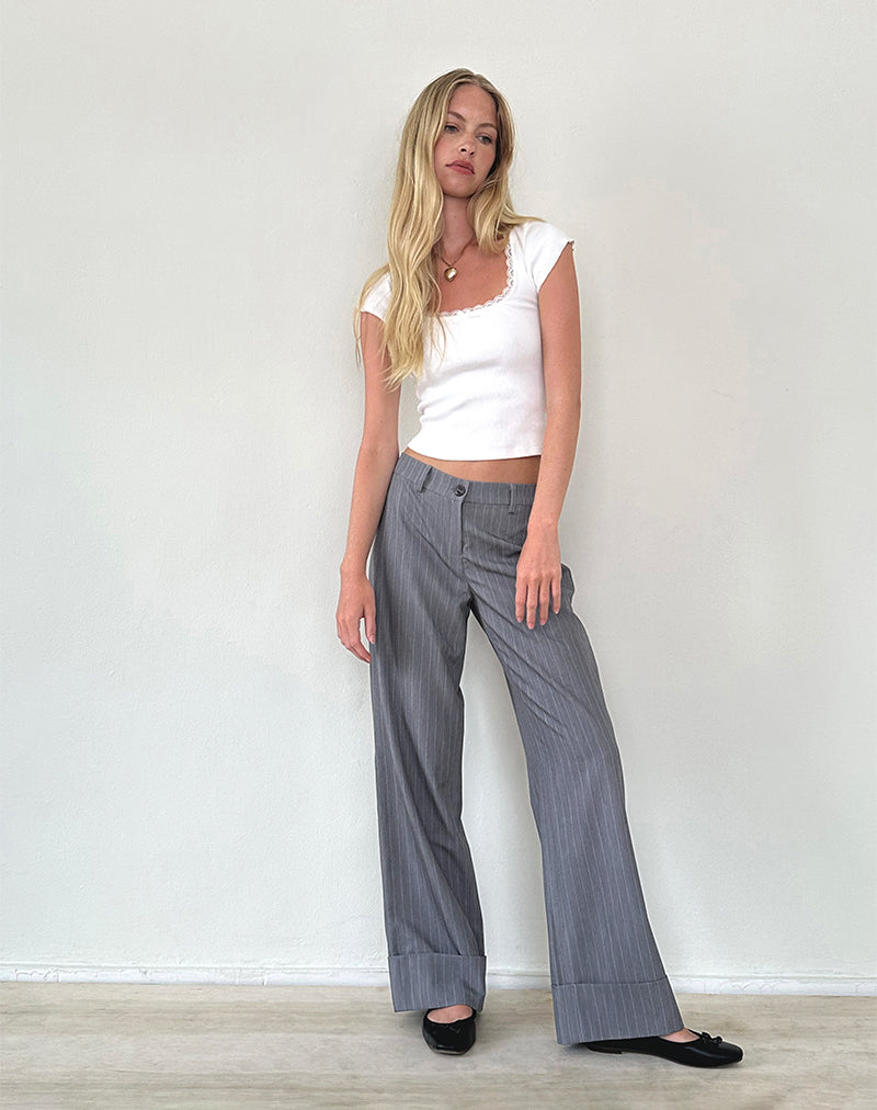 Abba Low Rise Hose in Grau Nadelstreifen