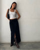 Bild von Low Rise Denim Maxirock in Rinse Schwarz
