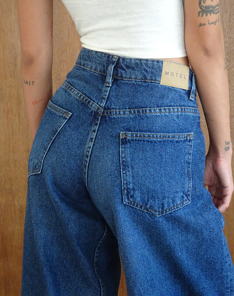 Geräumige Oversized Low Rise Jeans in Mid Blue Used