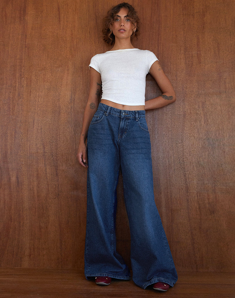 Image of Geräumige Oversized Low Rise Jeans in Mid Blue Used