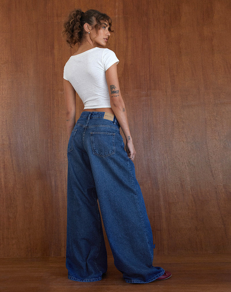 Image of Geräumige Oversized Low Rise Jeans in Mid Blue Used