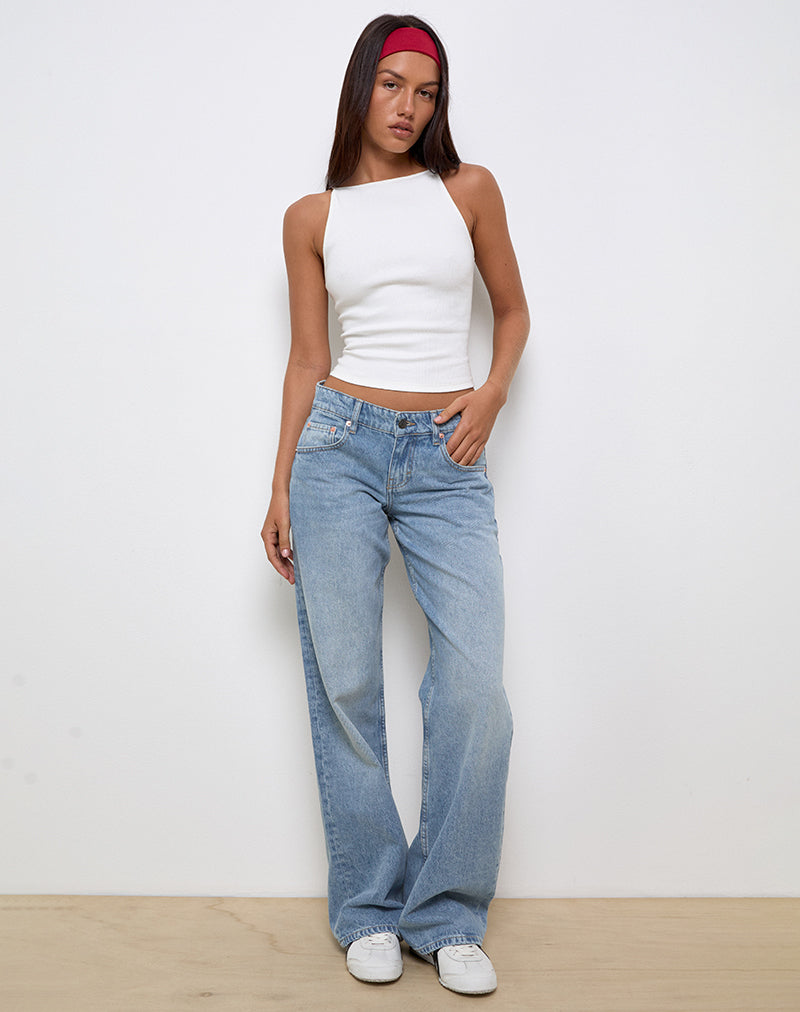 Low Rise Parallel Jeans In Hellblau Gebraucht
