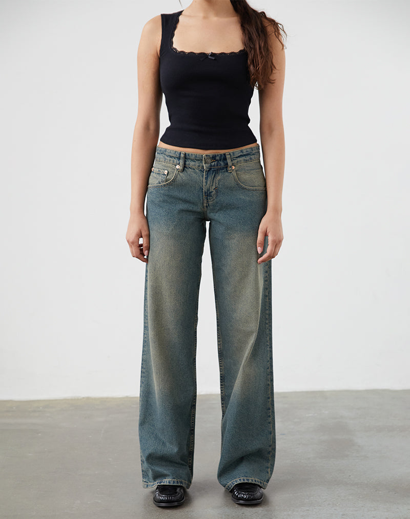 Bild von Low Rise Parallel Jeans in Braun Blau Acid