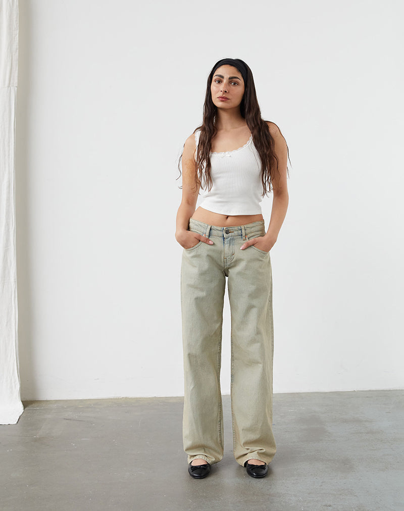 Low Rise Parallel Jeans in Wüstensand-Waschung