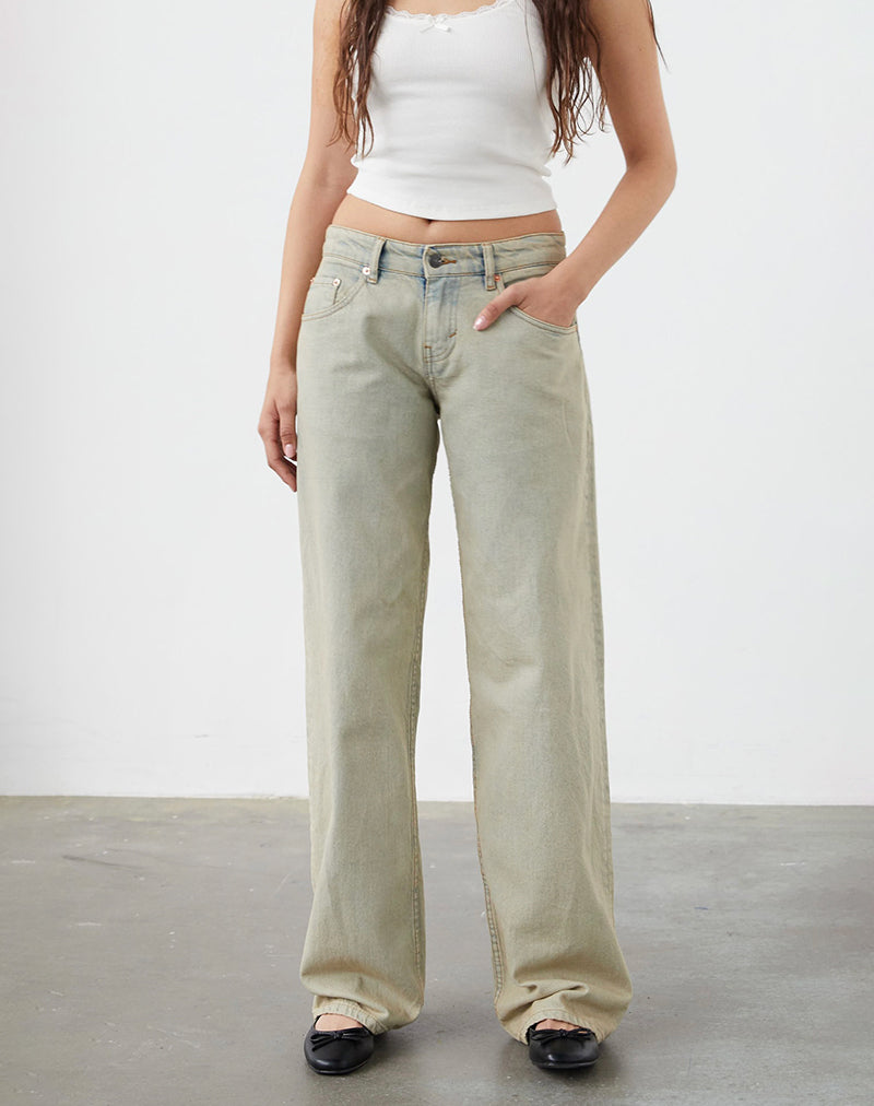 Low Rise Parallel Jeans in Wüstensand-Waschung