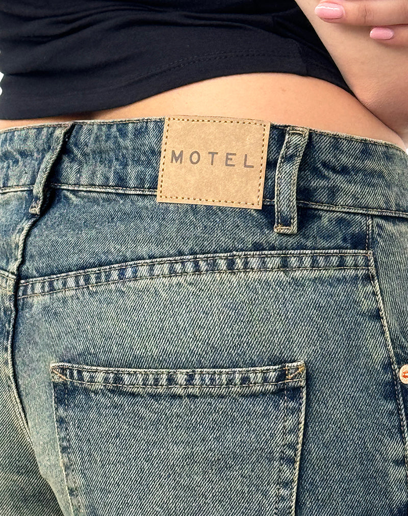 Low Rise Parallel Jeans in Extrem Blau Grün