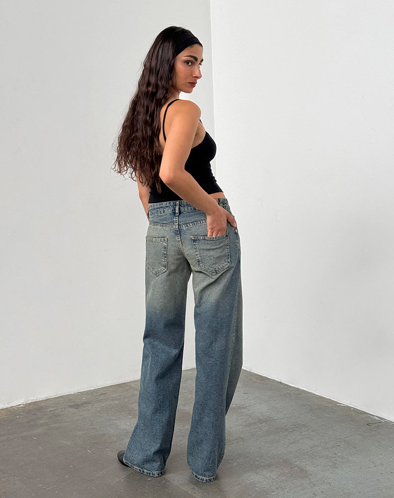 Bild von Low Rise Parallel Jeans in Extrem Blau Grün