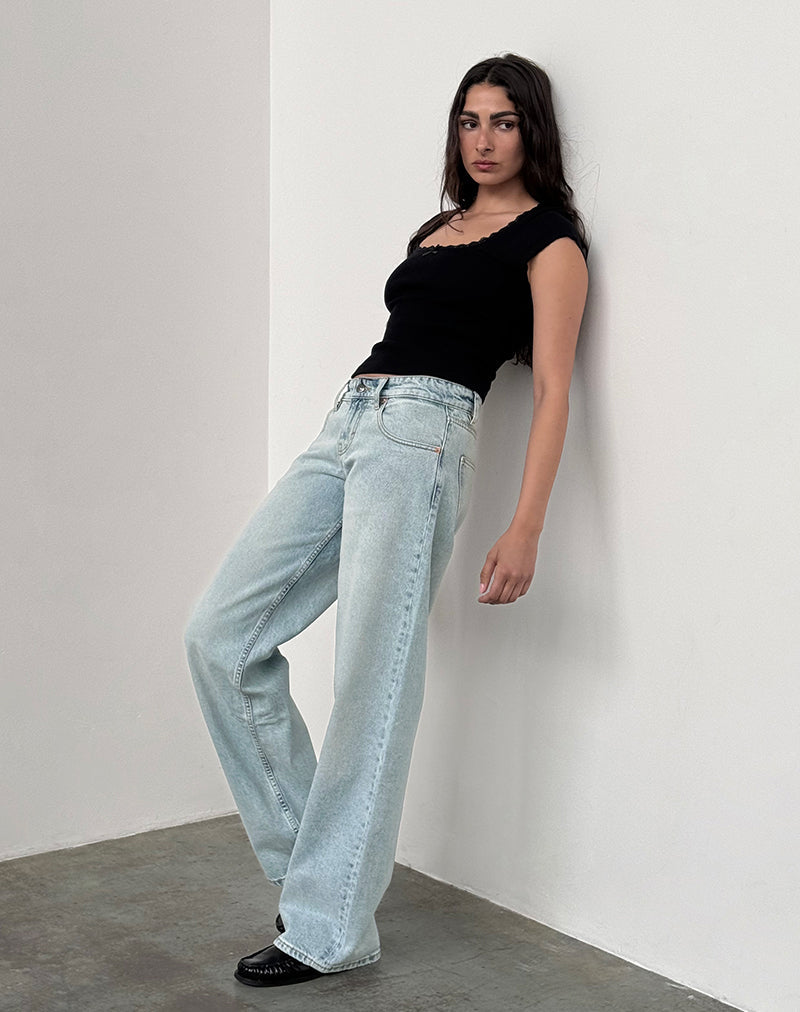 Bild von Low Rise Parallel Jeans in extrem heller Waschung Blau