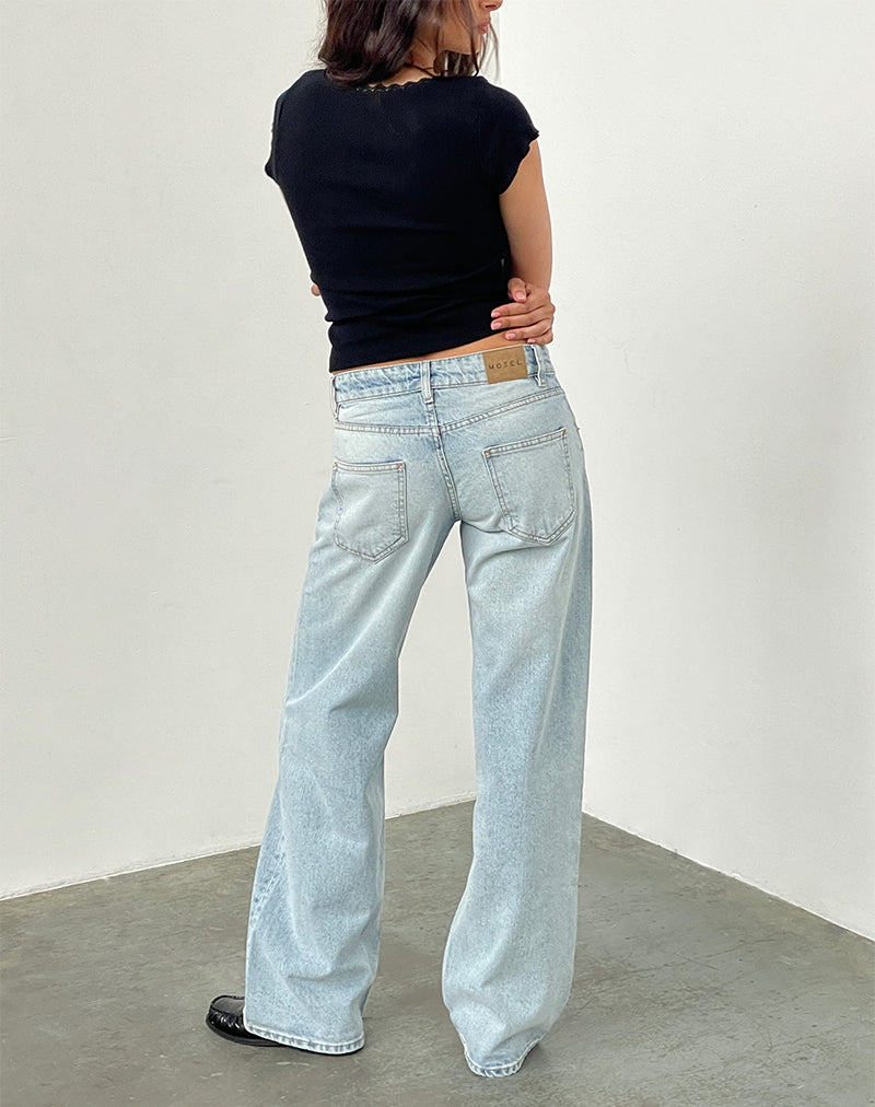Bild von Low Rise Parallel Jeans in extrem heller Waschung Blau